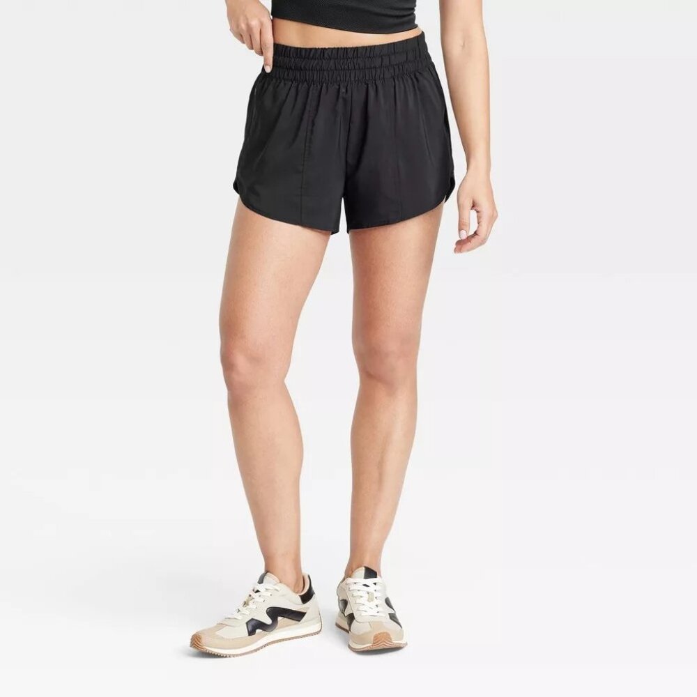 Women's Woven Mid-Rise Run Shorts 3" - All In Motion black small NWT - Picture 1 of 4